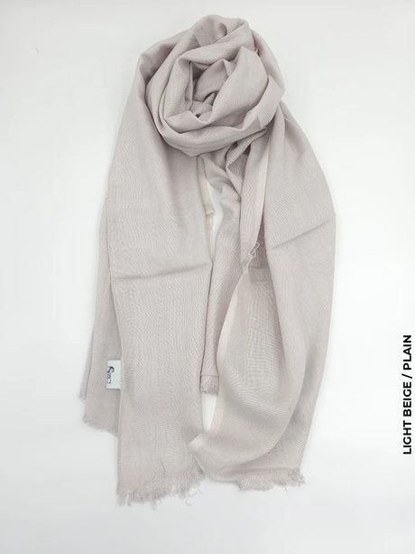 Cashmere Linen Hijab For Winter Light Beige / Plain Scarf (Hijab)