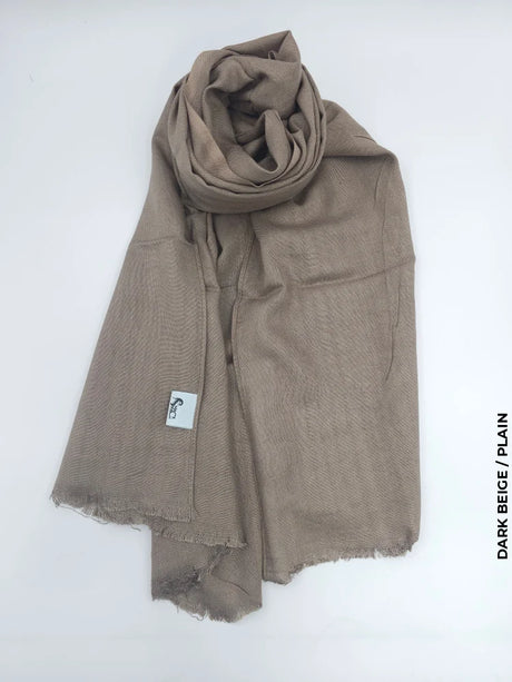 Cashmere Linen Hijab For Winter Dark Beige / Plain Scarf (Hijab)