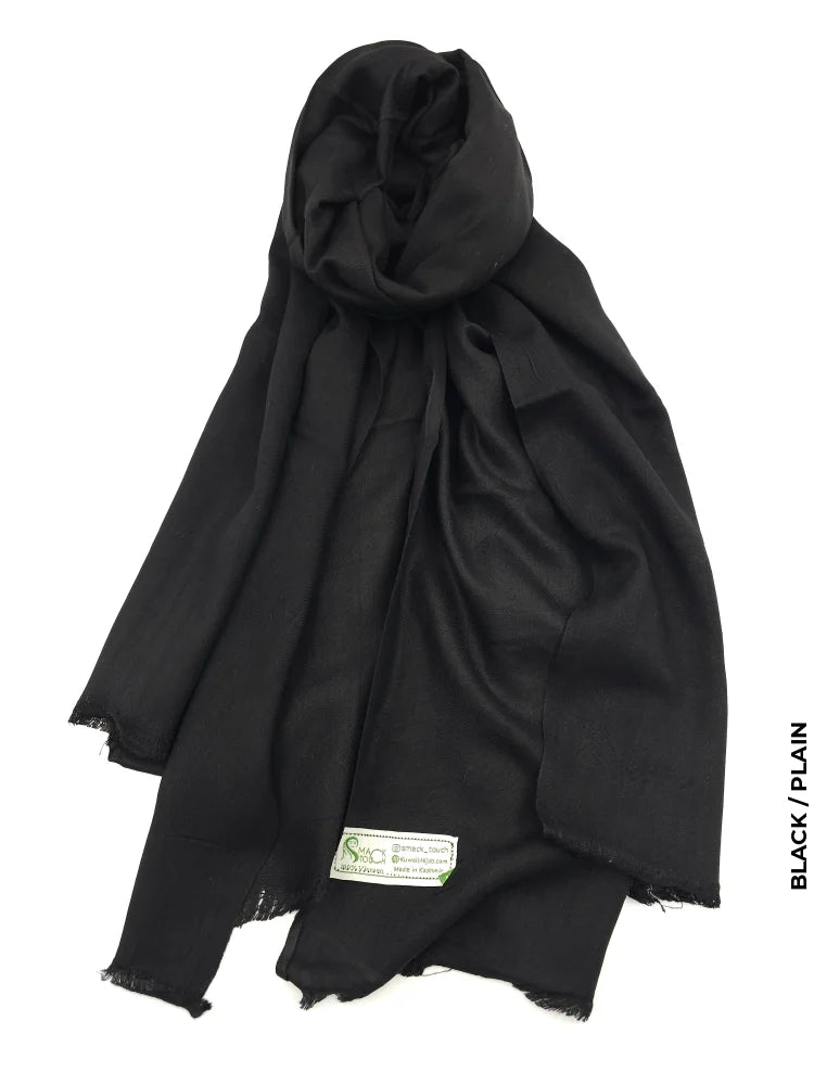 Cashmere Linen Hijab For Winter Black / Plain Scarf (Hijab)