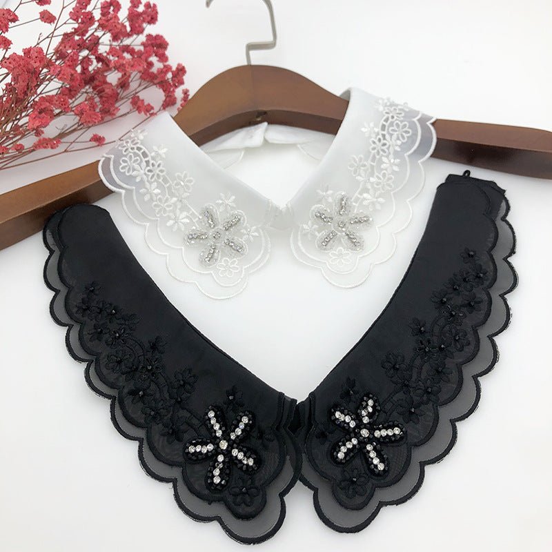 Women Rhinestones fake Collar floral design