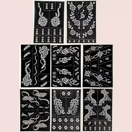 Floral Pattern Henna Stencils | 8 Sheets