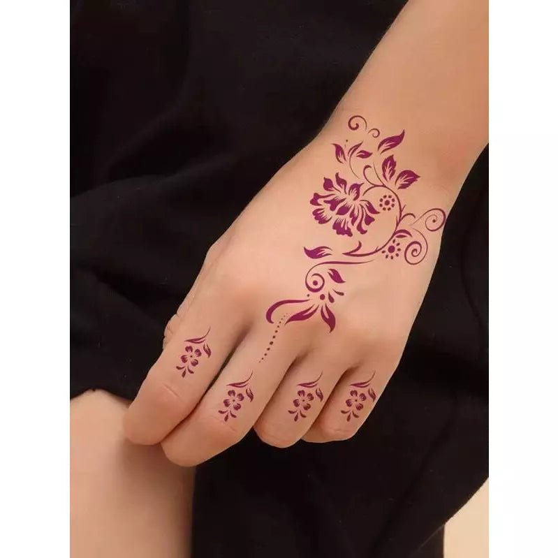 Flower Pattern Mehndi Stencils | 2 Sheets | 4 Style