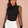 Mock neck Polka dot bishop sleeve top