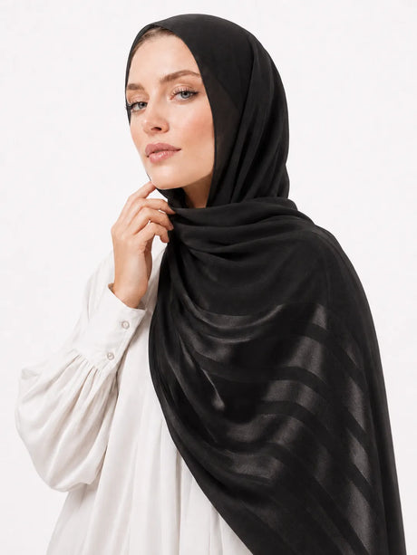 Half Linen & Satin Strips Hijab
