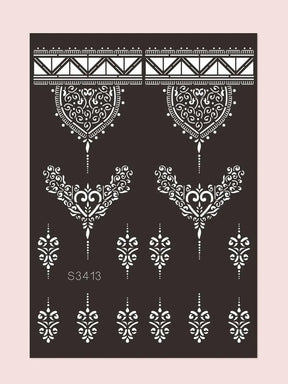 Flower Pattern Mehndi Stencils | 1 Sheet