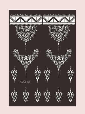 Flower Pattern Mehndi Stencils | 1 Sheet