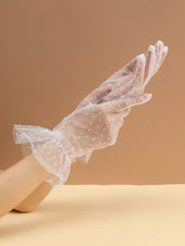 Polka Dot Mesh Bridal Gloves Smack Touch