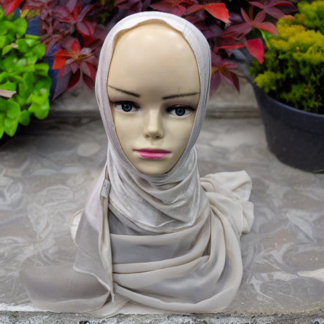 Half Chiffon Half Cotton Hijab | نص حجاب شيفون نص قطن