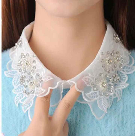 Handmade Rhinestones Lace Collar