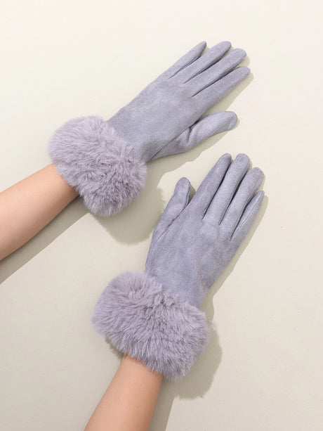 Solid Fuzzy Gloves for Winter