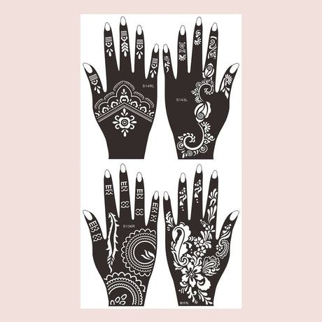 4 Sheets Henna Floral pattern Tattoo stencil