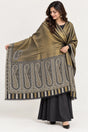 Moonlight Reversible Black & Antique Gold Shawl - 01-model-portrait
