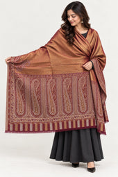 Moonlight Reversible Burgundy & Copper Shawl - 01-model-portrait