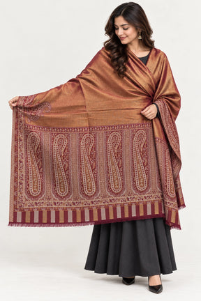 Moonlight Reversible Burgundy & Copper Shawl - 01-model-portrait