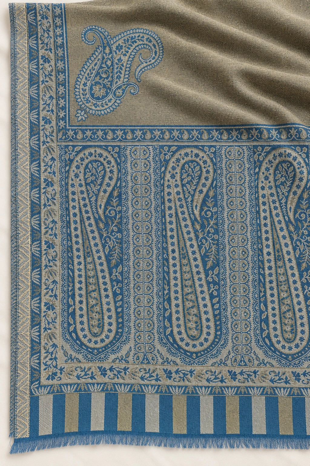 Moonlight Reversible Steel Blue & Pewter Shawl - 03-material-detail