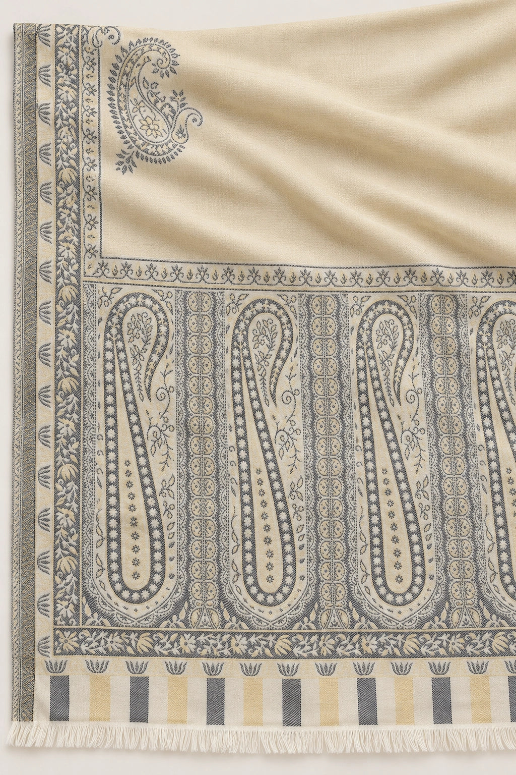 Moonlight Reversible Ivory & Charcoal Shawl - 03-material-detail