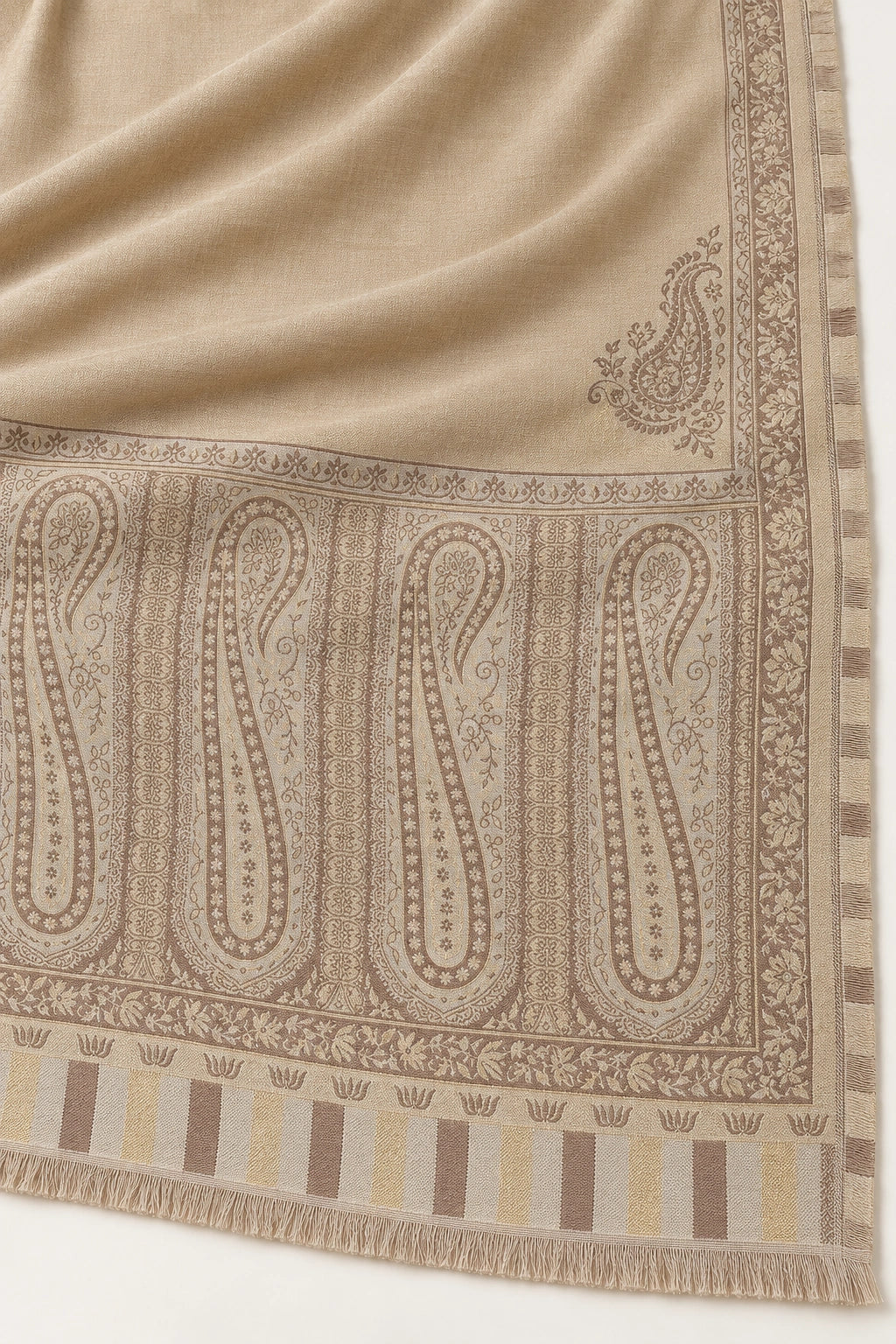 Moonlight Reversible Champagne & Taupe Shawl - 03-material-detail
