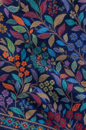 Premium Bareek Kani #32 Floral Navy Shawl — 02-material-closeup