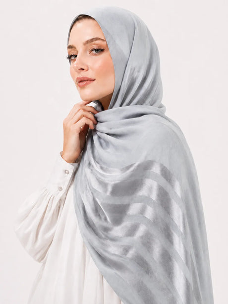 Half Linen & Satin Strips Hijab