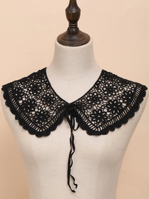 Embroidered Collar Black Flower