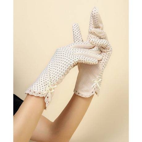 Polka Dot Glove for sun protection Bow Decor