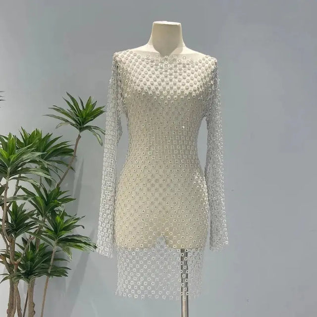 Crystal fishnet flower shaped top