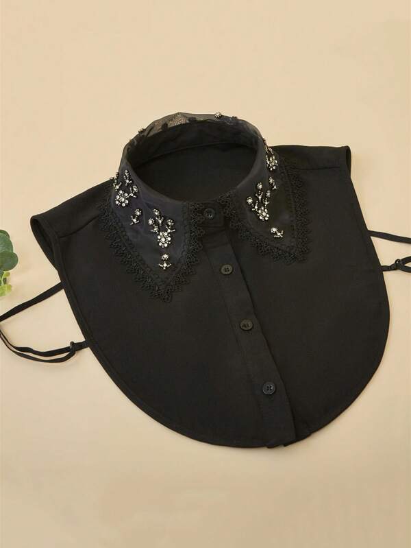 Lace Fake Collar | Chiffon | Rhinestone