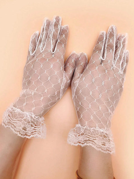 Mesh Trim Bridal Gloves