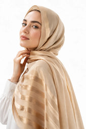 Half Linen & Satin Strips Hijab