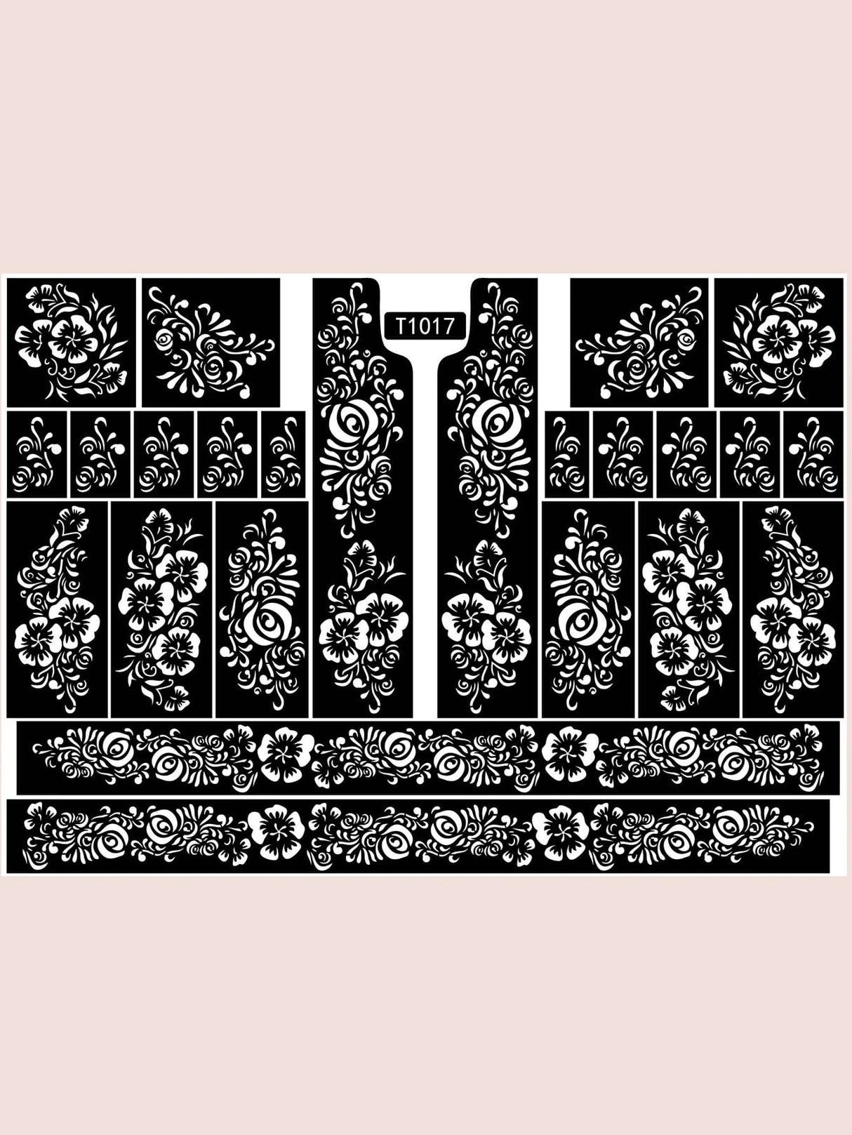 Flower Pattern Mehndi Stencils | 1 Sheet