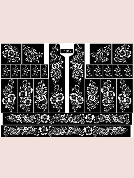 Flower Pattern Mehndi Stencils | 1 Sheet