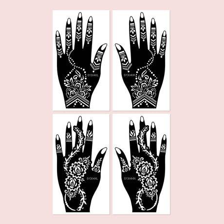 4 Sheets Henna Floral pattern Tattoo stencil