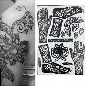 Floral Pattern Henna Stencils for hand and leg