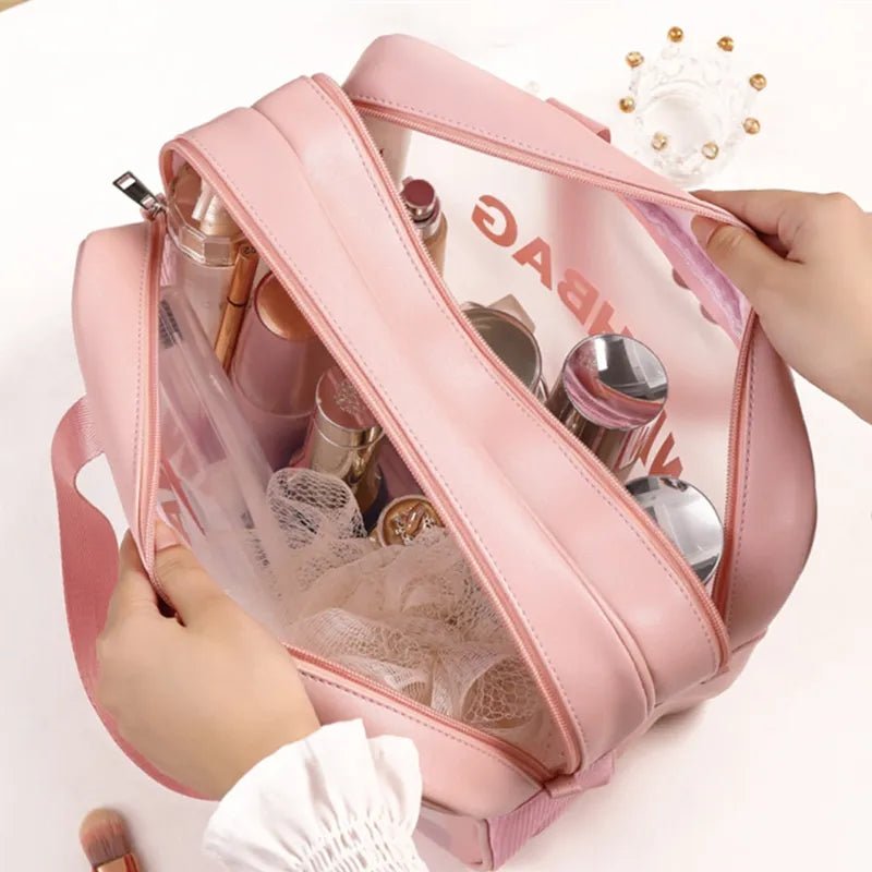 Women Double Layer transparent Cosmetic Bags for Women | Travel Bag