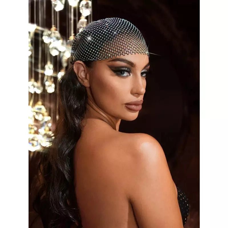 Rhinestone Decor Hat for Women | Fishnet Decor | Cap