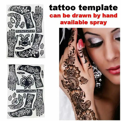 Floral Pattern Henna Stencils for hand and leg