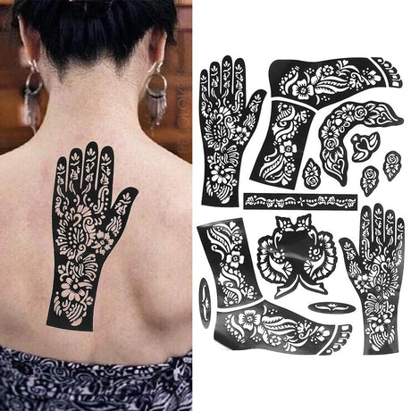 Floral Pattern Henna Stencils for hand and leg