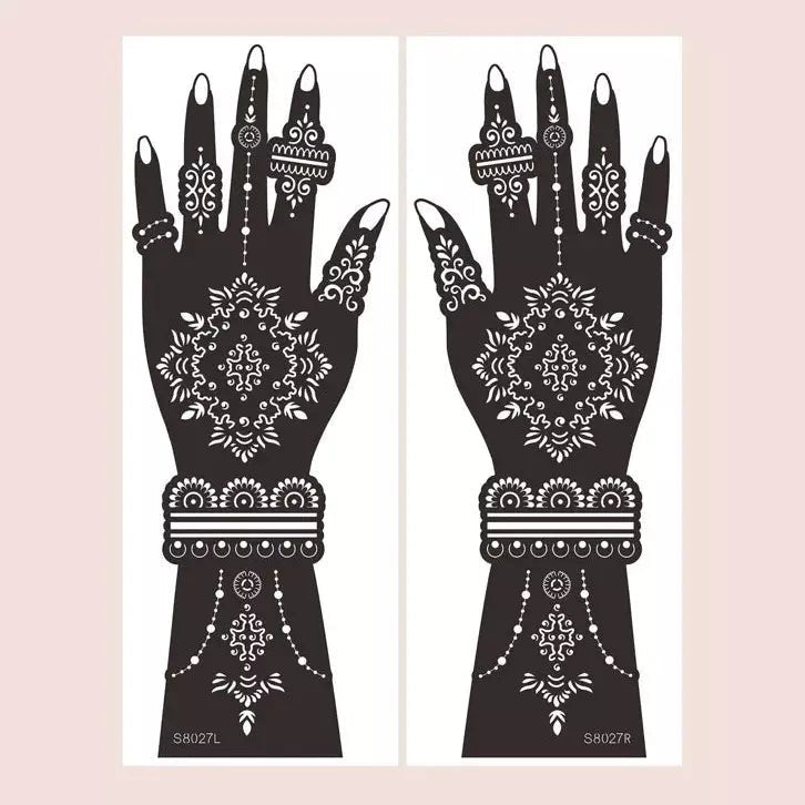 Flower Pattern Mehndi Stencils | 2 Sheets | 4 Style