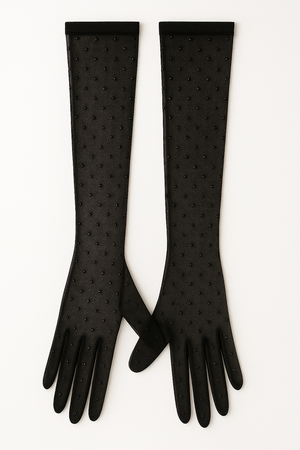 Black Rhinestone Gloves
