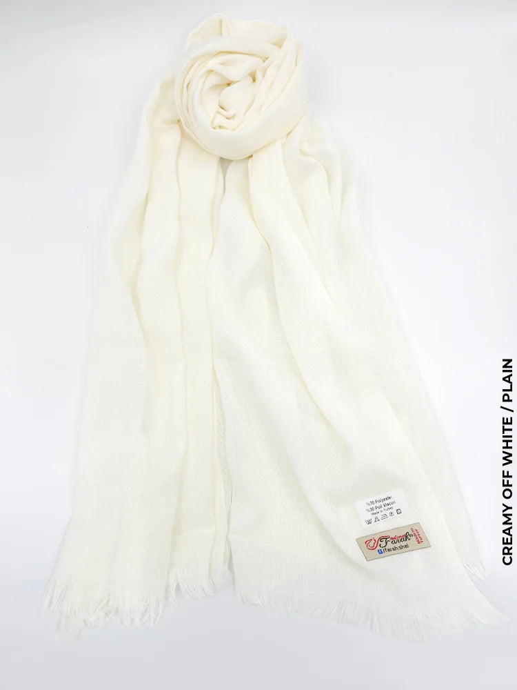 Farah Premium Quality Shawl Creamy Off White Linen Scarf