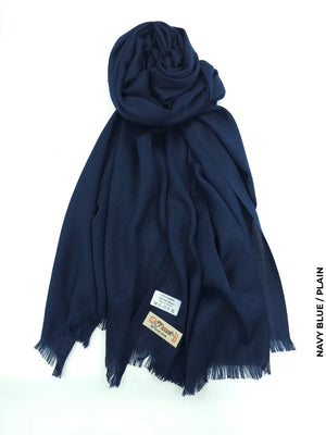 Farah Premium Quality Shawl Navy Blue Linen Scarf