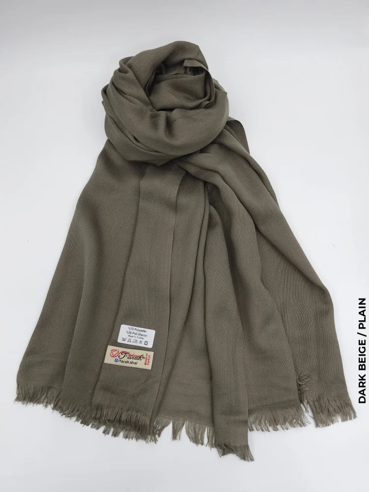 Farah Premium Quality Shawl Dark Beige Linen Scarf