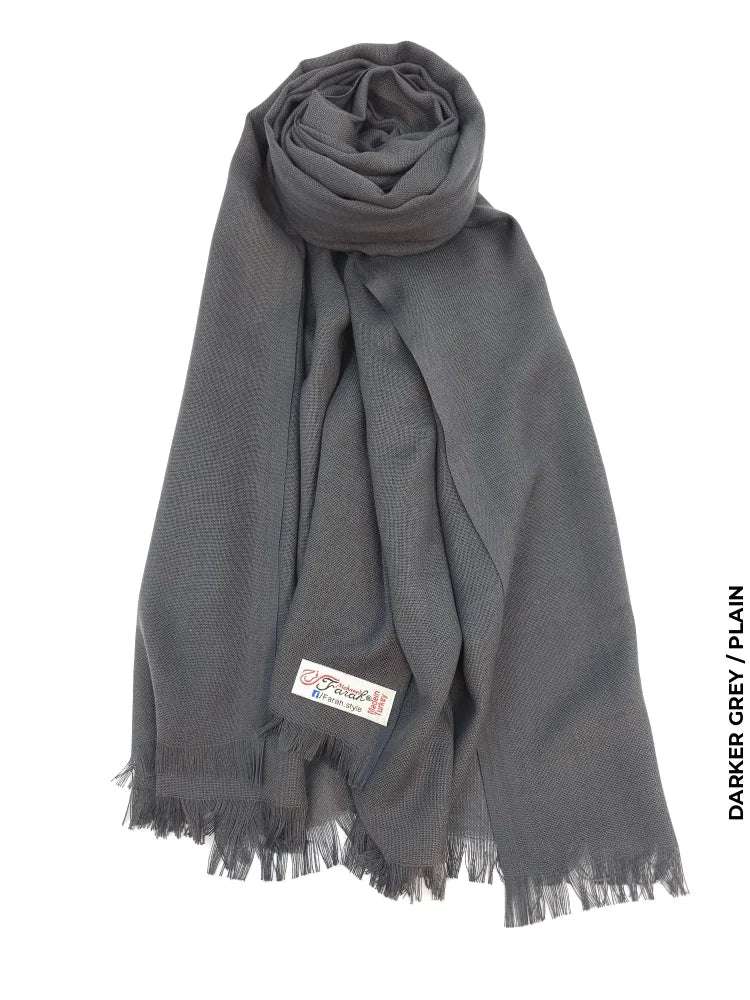 Farah Premium Quality Shawl Darker Grey Linen Scarf