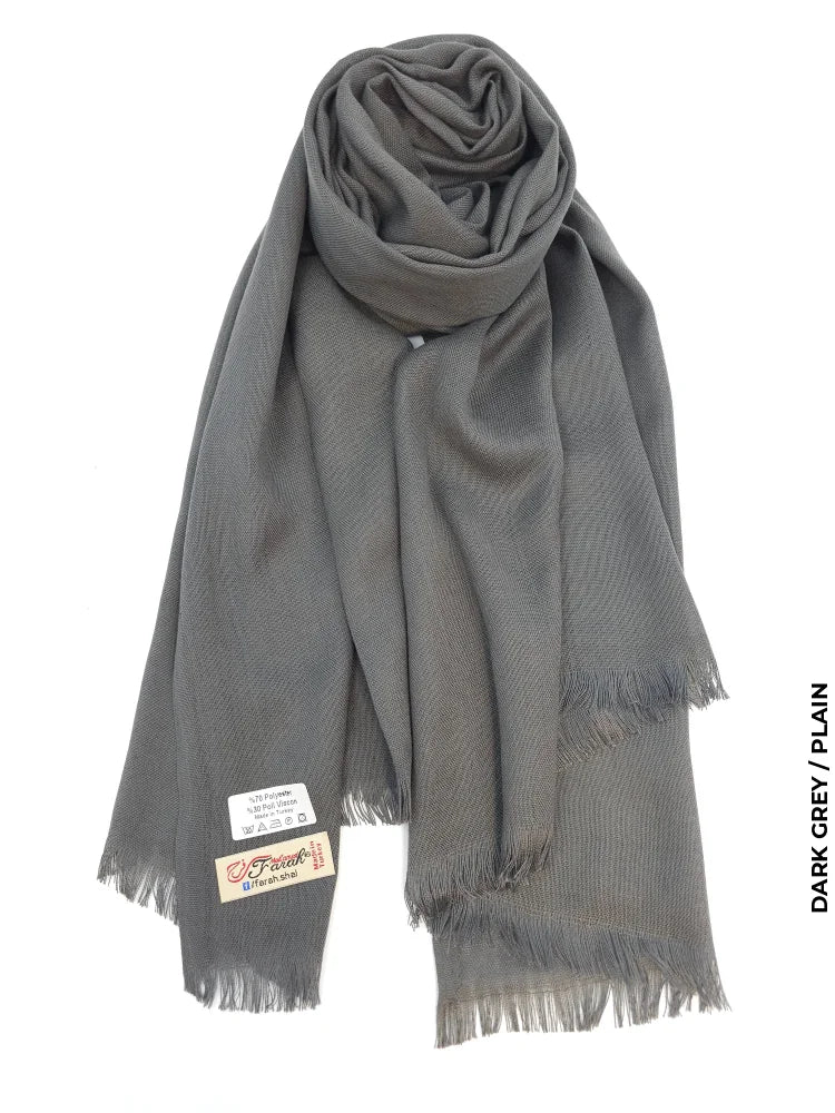 Farah Premium Quality Shawl Dark Grey Linen Scarf