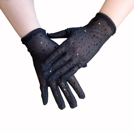 Flash black crystal Gloves for Women