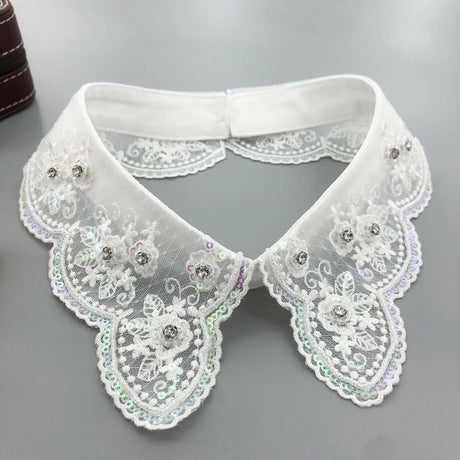 Sequin embroidered lace fabric handmade collar