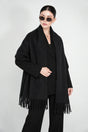 Original Wool Shawl – Black – front view with sunglasses