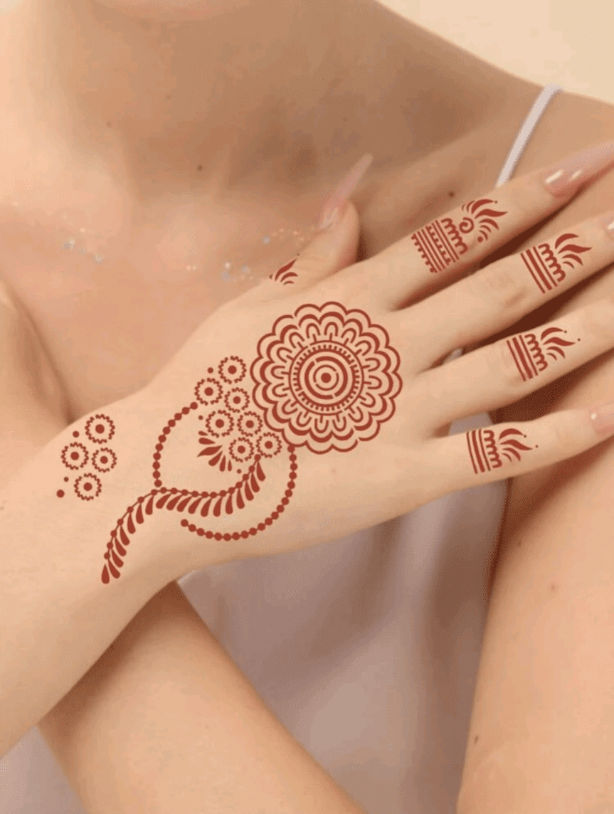 Flower Pattern Mehndi Stencils | 2 Sheets | 4 Style