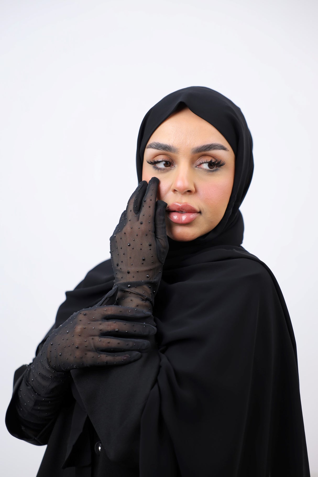 Black Rhinestone Gloves