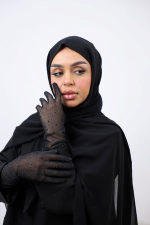 Black Rhinestone Gloves